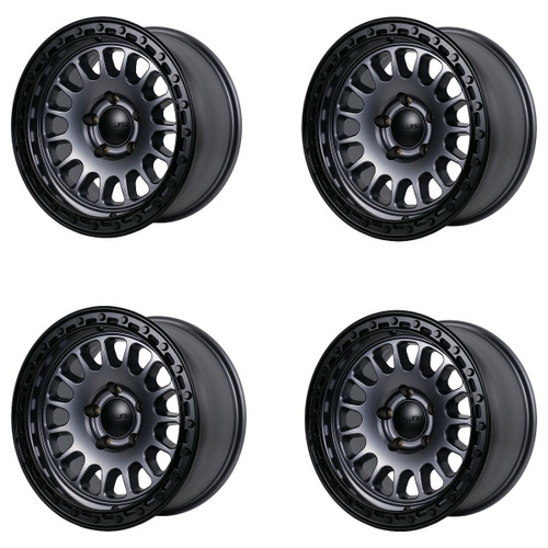 Set 4 17" Tremor 104 Aftershock Graphite Grey Black Lip Wheels 17x8.5 8x6.5 0mm