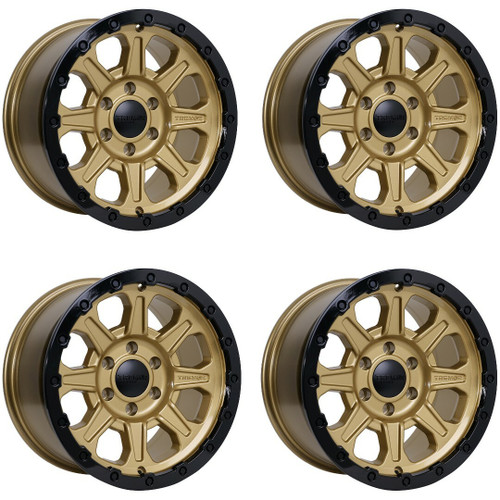 Set 4 17" Tremor 103 Impact Gloss Gold Gloss Black Lip Wheels 17x8.5 5x150 0mm