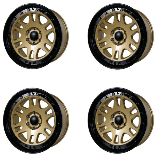 Set 4 20" Tremor 105 Shaker Gloss Gold Gloss Black Lip Wheels 20x9 6x5.5 0mm Rim