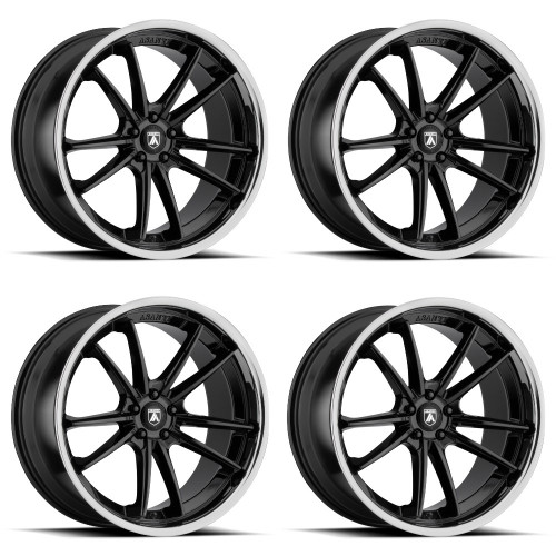 Set 4 Asanti Black ABL-23 Sigma 22x10.5 5x112 Gloss Black Chrome Wheels 22" 35mm