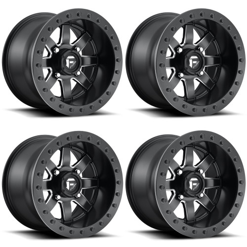 Set 4 Fuel UTV D928 Maverick Beadlock 14x8 4x156 Matte Black Wheels 14" 0mm Rims
