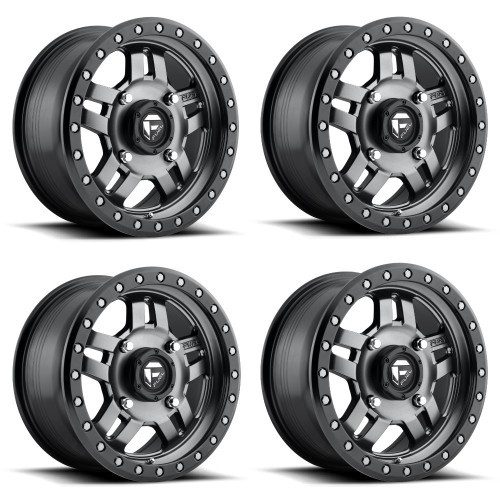 Set 4 Fuel UTV D918 Anza Beadlock 15x7 4x156 Matte Gun Metal Wheels 15" 38mm