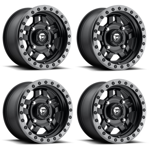 Set 4 14" Fuel UTV D917 Anza Beadlock 14x7 4x156 Matte Black Wheels 13mm Rims