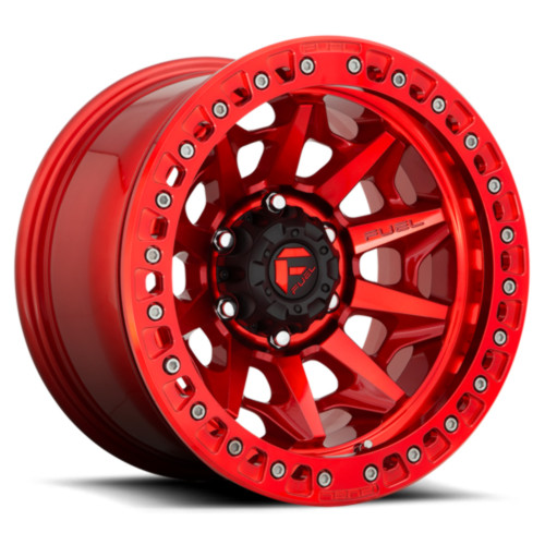Set 4 17" Fuel D113 Covert Beadlock 17x9 5x5 -38mm Wheels Candy Red Rims