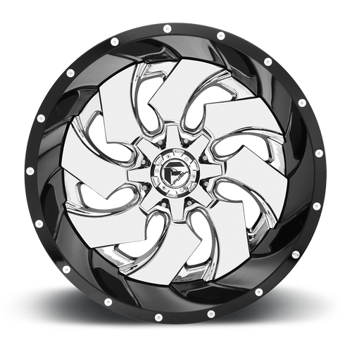 22" Fuel 2PC D240 Cleaver 22x12 Chrome Plated Gloss Black 8x180 Wheel -44mm Rim