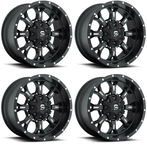 Set 4 18" Fuel D517 Krank 18x9 8x170 Matte Black Milled Wheels 1mm Truck Rims