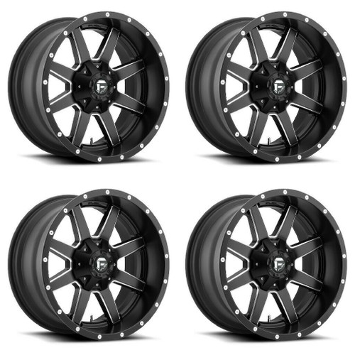 Set 4 Fuel D538 Maverick 18x9 8x6.5 Matte Black Milled Wheels 18" 1mm Rims