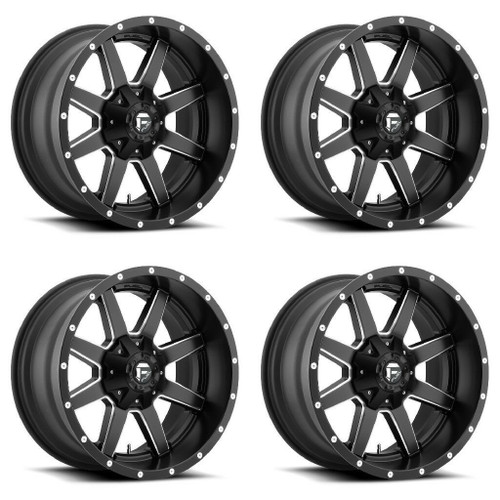 Set 4 Fuel D538 Maverick 20x10 8x6.5 Matte Black Milled Wheels 20" -18mm