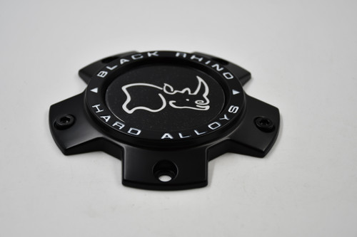 Black Rhino Hard Alloys Satin Black w/ White Logo Wheel Center Cap Hub Cap PSC5127RHIDBK1 5.25"