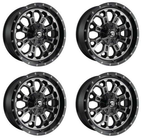 Set 4 18" Fuel D561 Crush 18x9 6x120 6x5.5 19mm Machined Double Tint Wheels