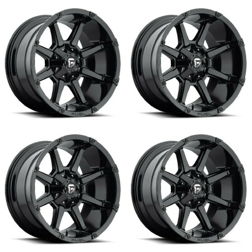 Set 4 20" Fuel D575 Coupler 20x10 8x6.5 -12mm Wheels Gloss Black Lifted Rims