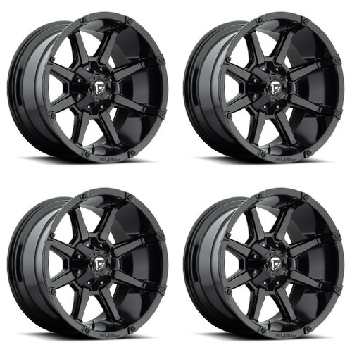 Set 4 20" Fuel D575 Coupler 20x9 6x135 6x5.5 20mm Wheels Gloss Black Truck Rims