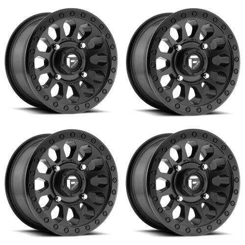 Set 4 Fuel UTV D579 Vector UTV 14x7 4x137 Matte Black Wheels 14" 38mm Rims