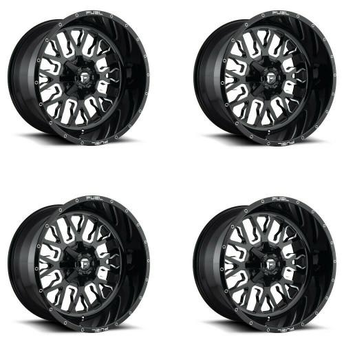 Set 4 Fuel UTV D611 Stroke 20x7 4x156 Gloss Black Milled Wheels 20" 13mm Rims