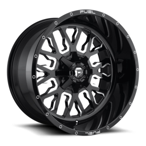 Set 4 Fuel D611 Stroke 22x7 4x156 Gloss Black Milled Wheels 22" 13mm Rims