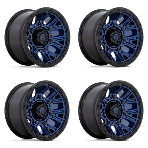 Set 4 Fuel D827 Traction 20x10 6x5.5 Blue With Black Ring Wheels 20" -18mm