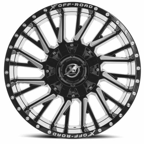 24" XF Off-Road XF-226 Gloss Black & Milled Wheel 24x14 5x5.5 5x150 -76mm Rim