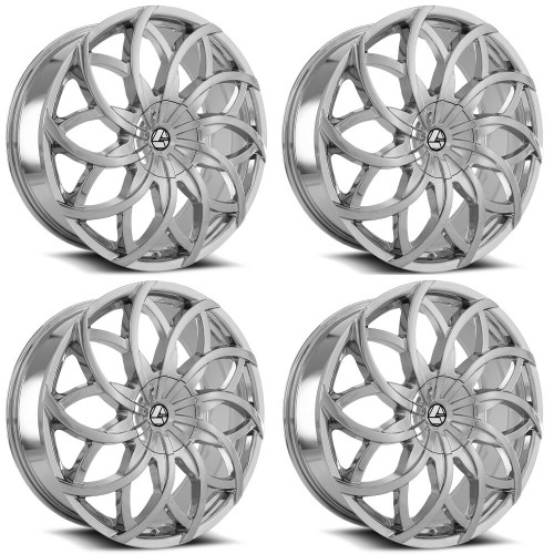Set 4 28" Azara AZA-504 Chrome Wheels 28x9.5 5x115/5x120 15mm Rims