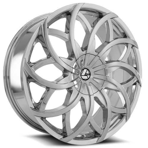 Set 4 28" Azara AZA-504 Chrome Wheels 28x9.5 5x115/5x120 15mm Rims