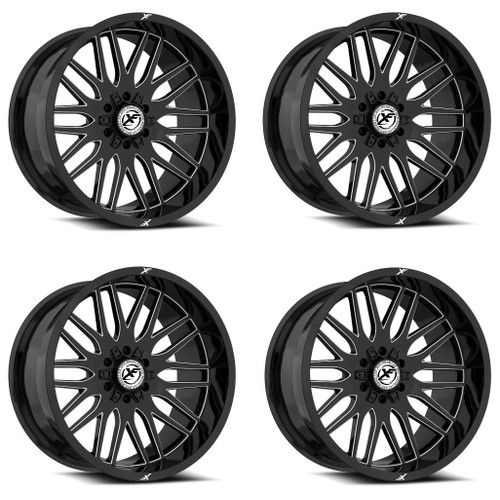 Set 4 20" XF Off-Road XF-240 Gloss Black & Milled Wheels 20x9 5X5/5X5.5 0mm Rims