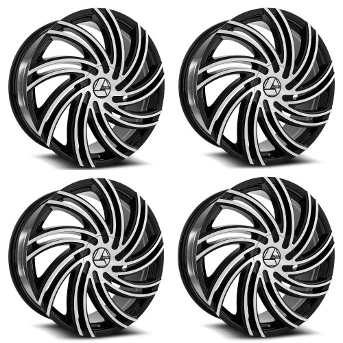 Set 4 22" Azara AZA-514 Gloss Black & Machined Wheels 22x9.5 6x135 6x5.5 23mm