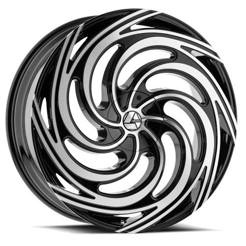 28" Azara AZA-519 Gloss Black & Machined Wheel 28x9.5 5x115 5x120 32mm Rim