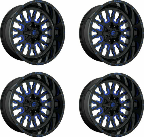 Set 4 Fuel  D645 Stroke 17x9 6x135 6x5.5 Black Blue Clear Wheels 17" -12mm