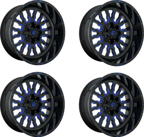 Set 4 Fuel  D645 Stroke 20x10 8x170 Black Blue Tinted Clear Wheels 20" -18mm Rim