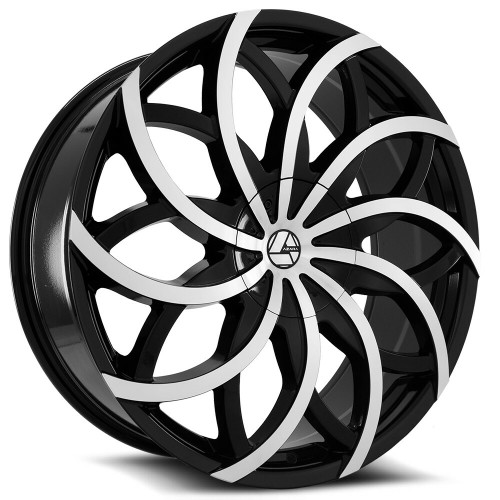 22" Azara AZA-504 Gloss Black & Machined Wheel 22x8.5 5x112 5x4.5 38mm Rim