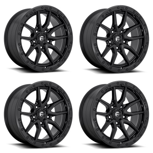 Set 4 17" Fuel D679 Rebel 17x9 5x5 Matte Black Wheels -12mm For Jeep Truck Rims