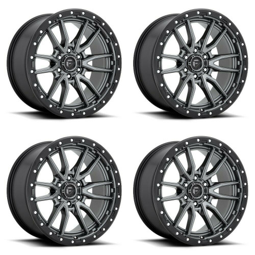 Set 4 Fuel  D680 Rebel 18x9 6x135 Gun Metal Black Bead Ring Wheels 18" 20mm