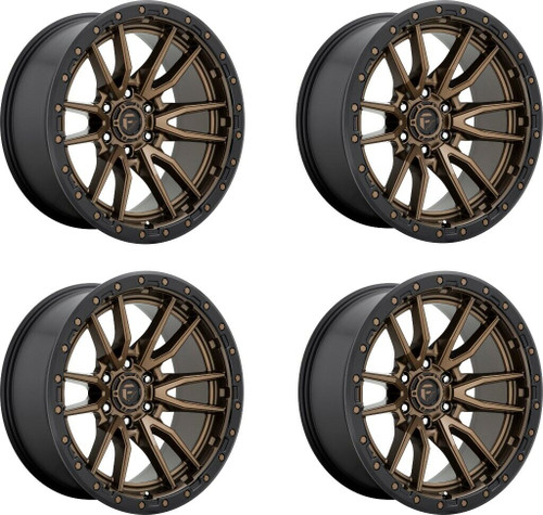 Set 4 Fuel D681 Rebel 20x10 6x135 Bronze Black Bead Ring Lifted Wheels 20" -18mm