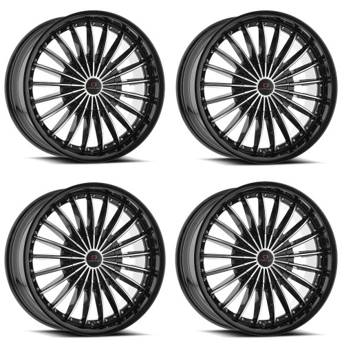 Set 4 20" Cavallo CLV-32 Gloss Black & Machined Wheels 20x8.5 5x112 5x4.5 35mm