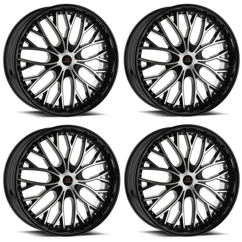 Set 4 18" Cavallo CLV-33 Gloss Black Machined Wheels 18x8 4x100 4x4.5 35mm Rims