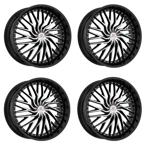 Set 4 22" Cavallo CLV-43 Gloss Black Machined Wheels 22x8.5 5x112 5x4.5 38mm