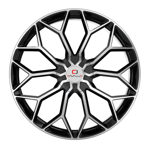 22" Cavallo CLV-44 Gloss Black Machined Wheel 22x9.5 5x115 5x120 15mm Rim