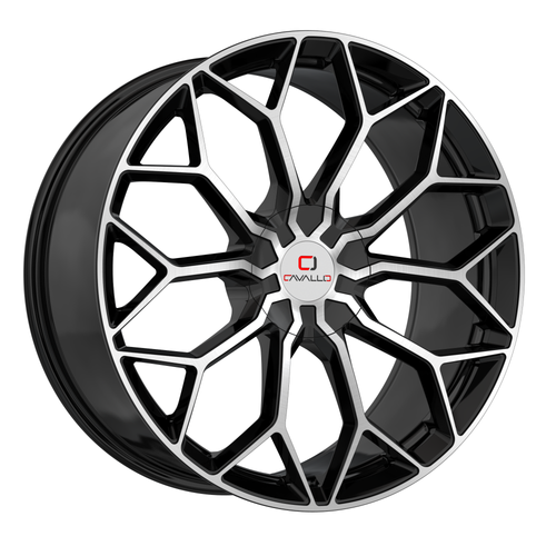 22" Cavallo CLV-44 Gloss Black Machined 22x9.5 6x135 6x5.5 25mm Truck SUV Wheel