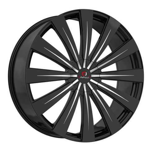 24" Cavallo CLV-49 Gloss Black & Machined Wheel 24x9 5x115 5x120 34mm Rim