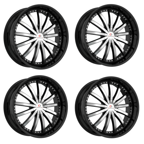 Set 4 24" Cavallo CLV-53 Gloss Black & Machined Wheels 24x9 5x115 5x120 18mm