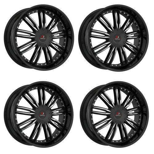Set 4 22" Cavallo CLV-54 Gloss Black & Machined Wheels 22x9.5 6x135 6x5.5 25mm
