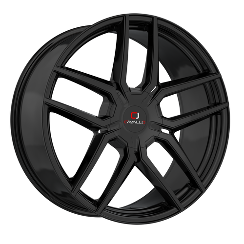22" Cavallo CLV-55 Gloss Black Wheel 22x9.5 6x135 6x5.5 25mm For Ford Chevy GMC