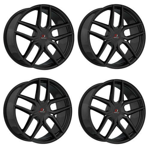 Set 4 22" Cavallo CLV-55 Gloss Black Wheels 22x9.5 6x135 6x5.5 25mm Truck Rims