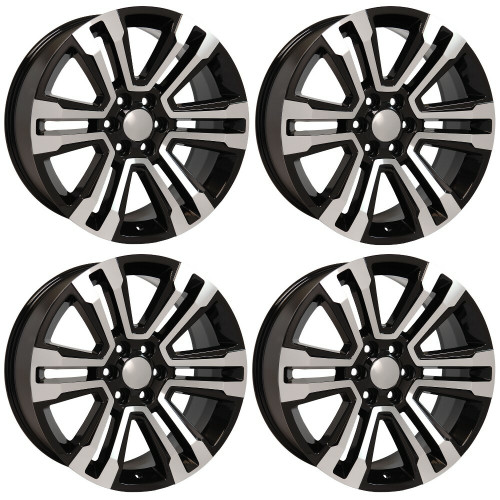 Set 4 26" O.E. Revolution G-10 Gloss Black & Machined Wheels 26x10 6x5.5 24mm