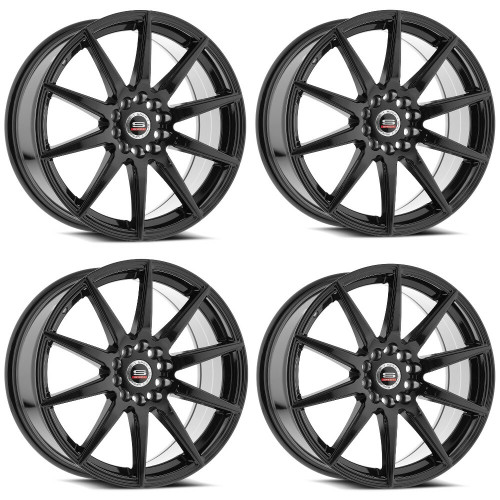 Set 4 18" Spec-1 SP-51 Gloss Black Wheels 18x8 5x4.5 5x120 38mm Rims