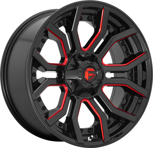 Set 4 Fuel  D712 Rage 20x10 6x135 6x5.5 Black Red Tinted Clear Wheels 20" -18mm