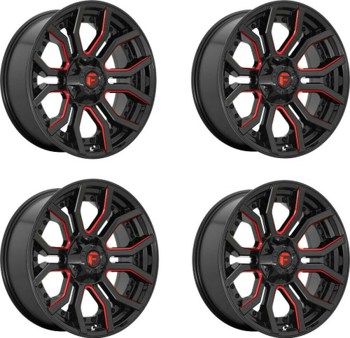 Set 4 Fuel D712 Rage 20x9 5x5 5x5.5 Black Red Tinted Clear Wheels 20" 1mm