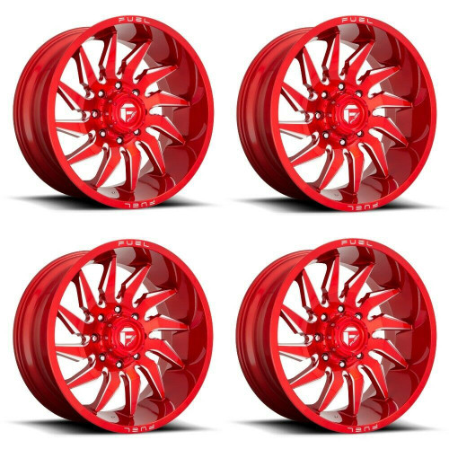 Set 4 Fuel D745 Saber 22x10 6x135 Candy Red Milled Wheels 22" -18mm Rims