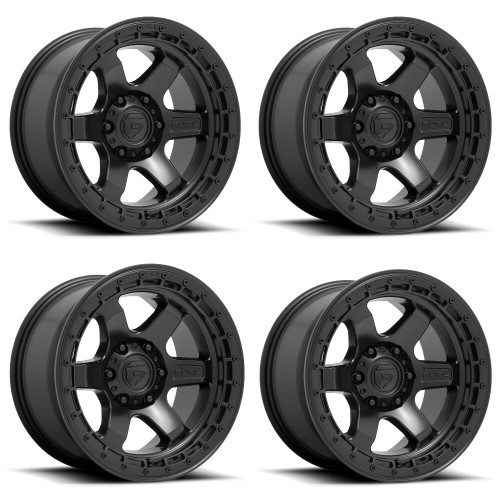 Set 4 Fuel D750 Block 18x9 5x5 Matte Black With Black Ring Wheels 18" 20mm