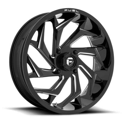 Set 4 Fuel UTV D753 Reaction 22x7 4x156 Gloss Black Milled Wheels 22" 13mm Rims