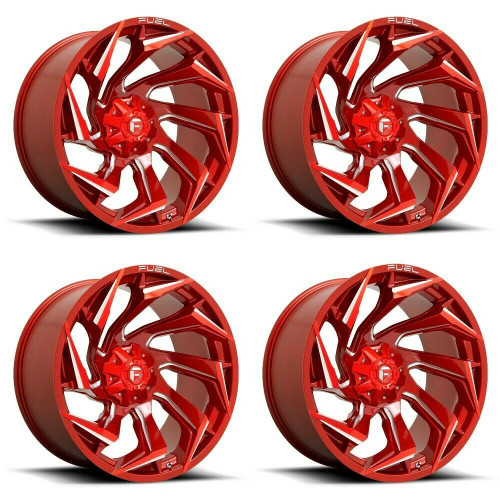 Set 4 Fuel D754 Reaction 22x12 8x170 Candy Red Milled Wheels 22" -44mm Rims